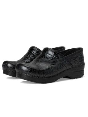 Dansko | Women's Professional Tooled Leather Clogs Size 41 Black Slip On